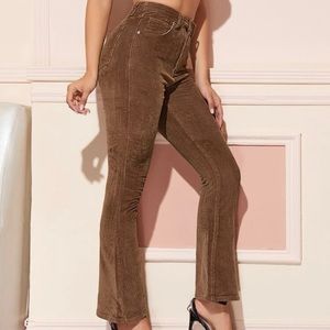 BROWN CORDUROY FLARE PANTS